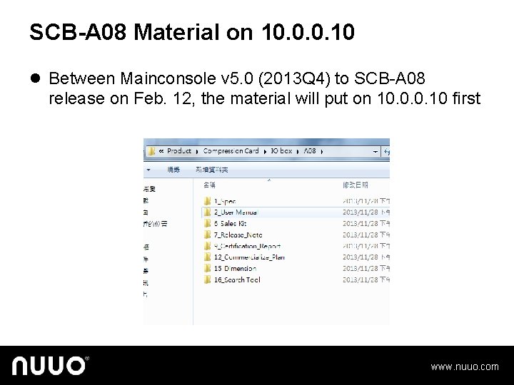 SCB-A 08 Material on 10. 0. 0. 10 l Between Mainconsole v 5. 0