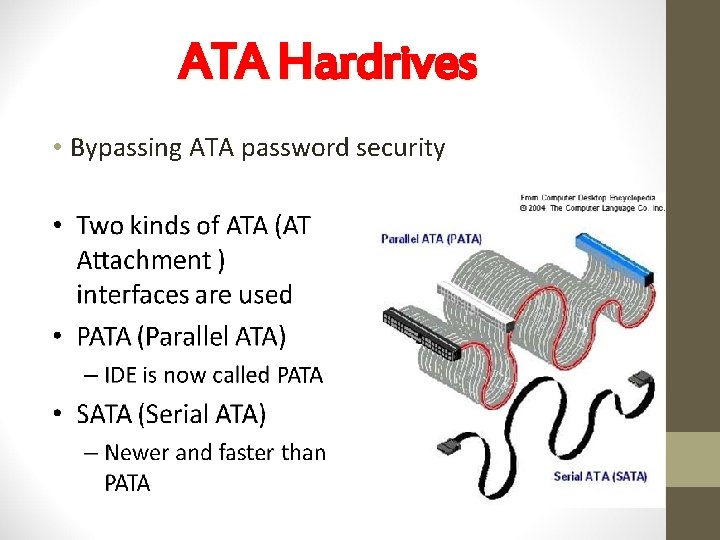 ATA Hardrives • Bypassing ATA password security 