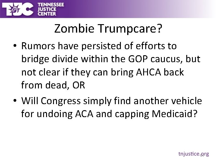 Zombie Trumpcare? • Rumors have persisted of efforts to bridge divide within the GOP