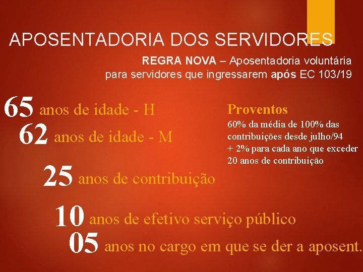 APOSENTADORIA DOS SERVIDORES REGRA NOVA – Aposentadoria voluntária para servidores que ingressarem após EC