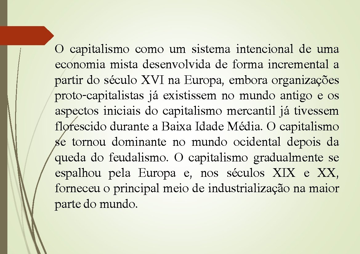 O capitalismo como um sistema intencional de uma economia mista desenvolvida de forma incremental