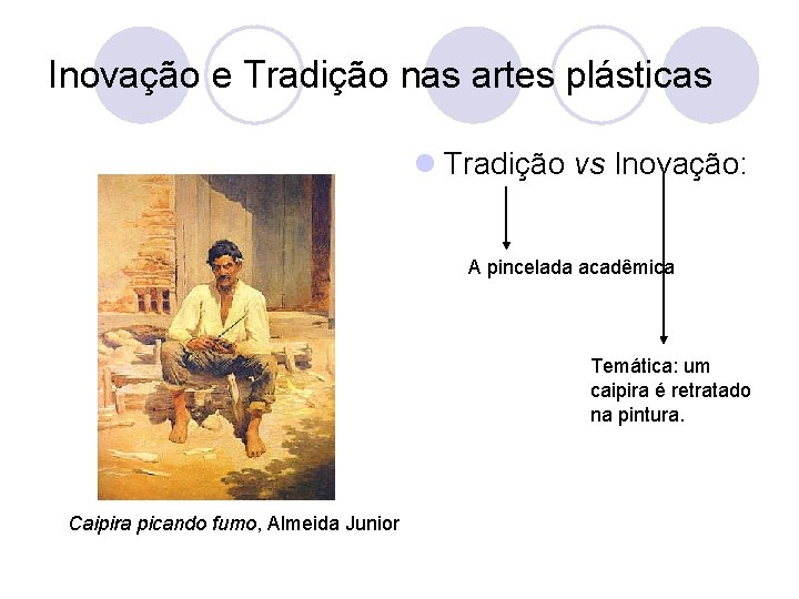 Inovação e Tradição nas artes plásticas l Tradição vs Inovação: A pincelada acadêmica Temática: