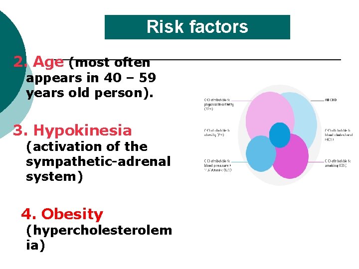 Risk factors 2. Age (most often appears in 40 – 59 years old person).