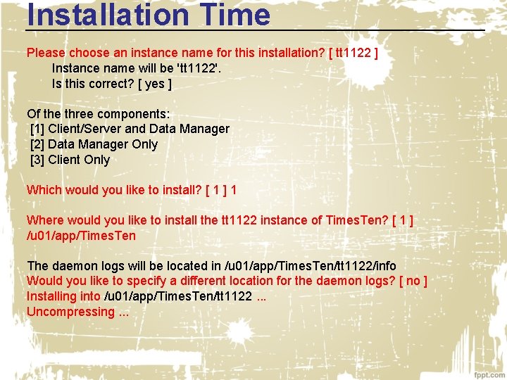 Installation Time Please choose an instance name for this installation? [ tt 1122 ]