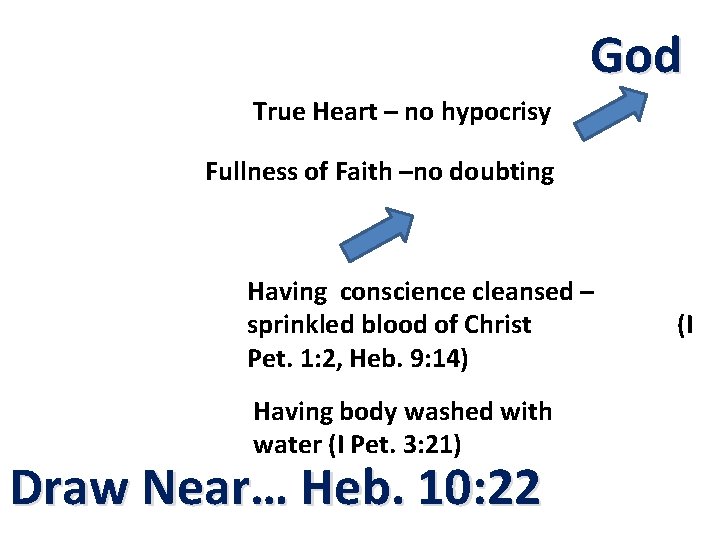 God True Heart – no hypocrisy Fullness of Faith –no doubting Having conscience cleansed