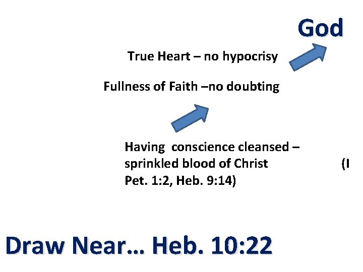 God True Heart – no hypocrisy Fullness of Faith –no doubting Having conscience cleansed