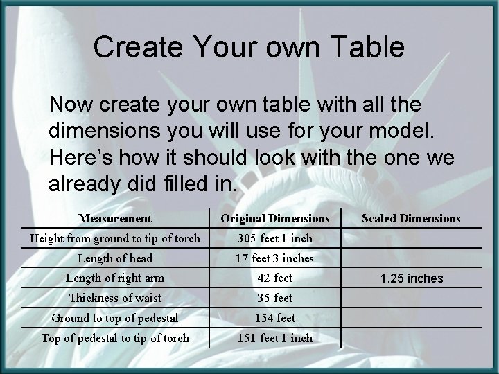 Create Your own Table Now create your own table with all the dimensions you