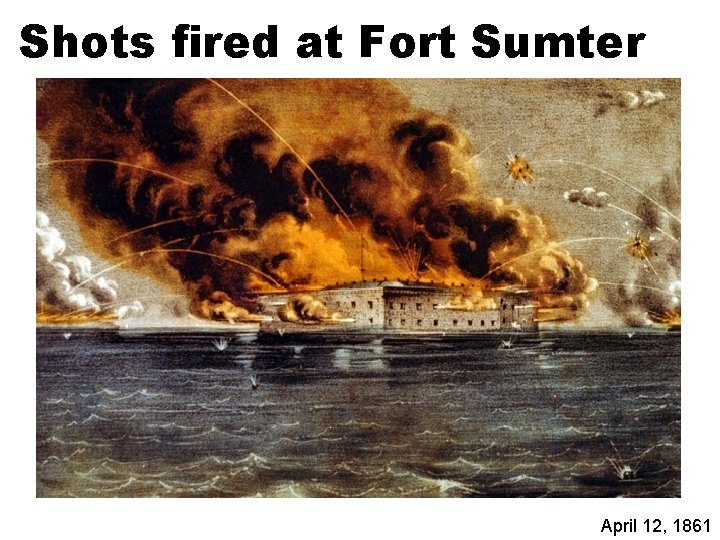 Shots fired at Fort Sumter April 12, 1861 