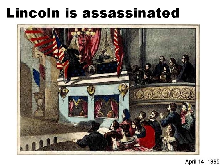 Lincoln is assassinated April 14, 1865 