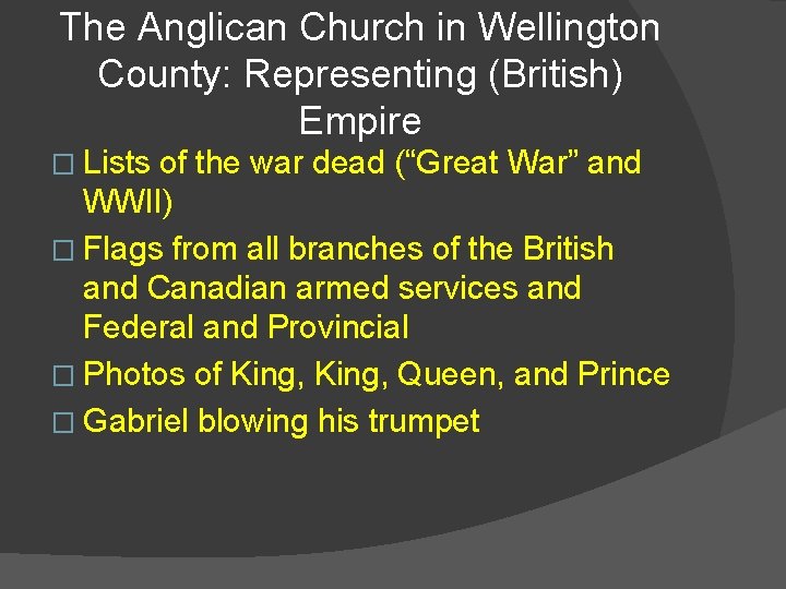 The Anglican Church in Wellington County: Representing (British) Empire � Lists of the war