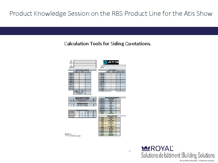 Product Knowledge Session on the RBS Product Line for the Atis Show Calculation Tools
