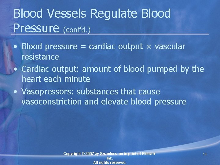 Blood Vessels Regulate Blood Pressure (cont’d. ) • Blood pressure = cardiac output ×