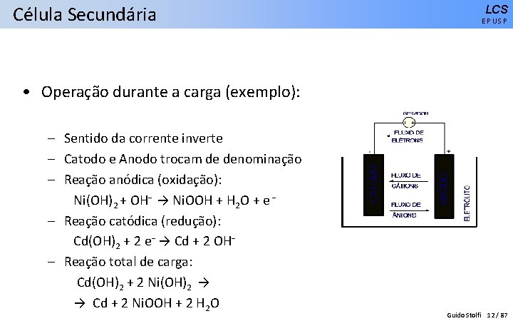 Célula Secundária LCS EPUSP • Operação durante a carga (exemplo): – Sentido da corrente