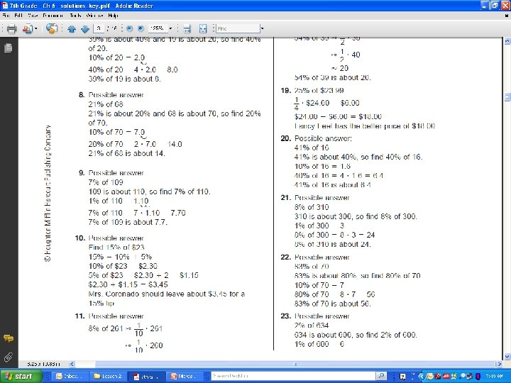 6 -2 Estimating with Percents 