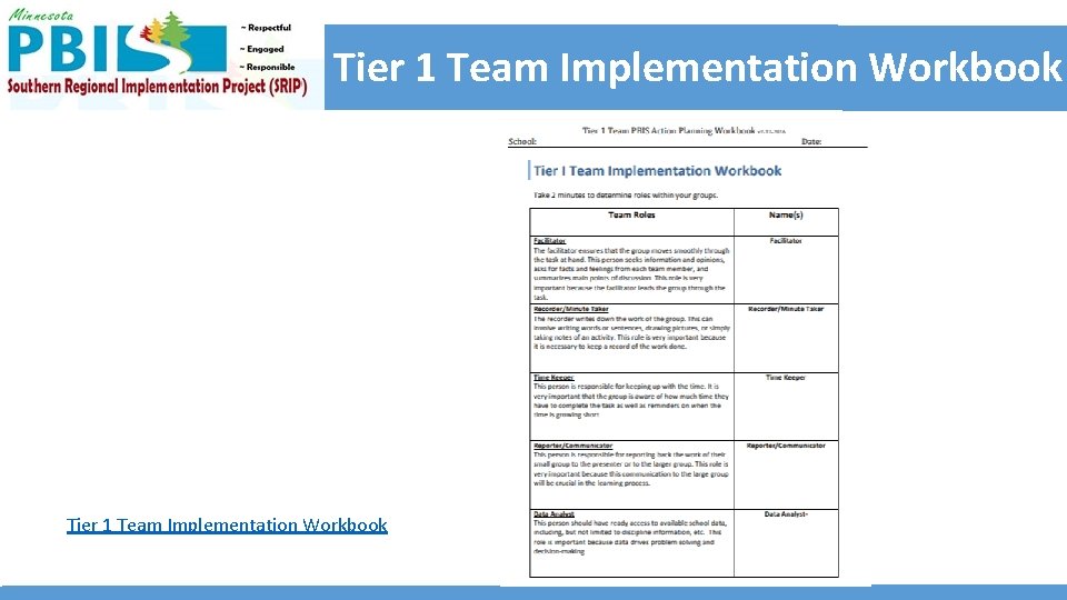 Tier 1 Team Implementation Workbook  Tier 1 Team Implementation Workbook