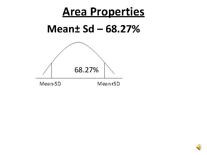 Area Properties Mean± Sd – 68. 27% Mean-SD Mean+SD 