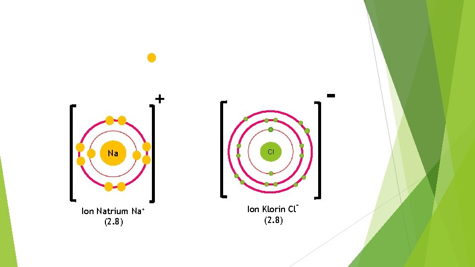 - + Na Ion Natrium Na+ (2. 8) Cl Ion Klorin Cl(2. 8) 