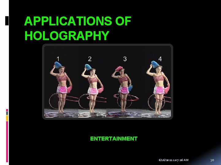 APPLICATIONS OF HOLOGRAPHY ENTERTAINMENT 6/16/2021 1: 07: 26 AM 30 