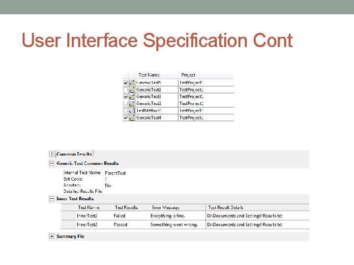 User Interface Specification Cont 