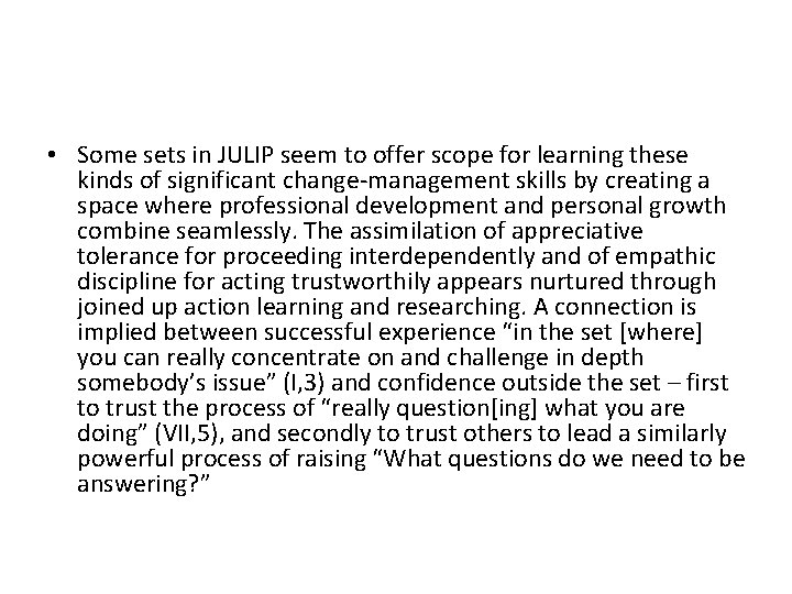  • Some sets in JULIP seem to offer scope for learning these kinds