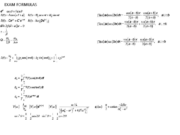 EXAM FORMULAS 