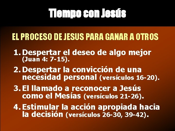 Tiempo con Jesús EL PROCESO DE JESUS PARA GANAR A OTROS 1. Despertar el