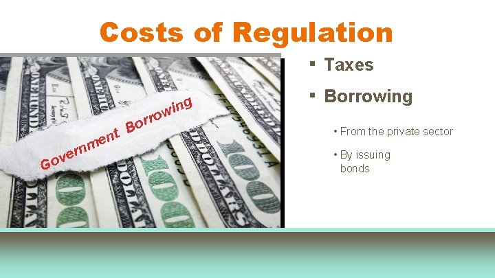 Costs of Regulation g r ve o G Bo t en m rn in
