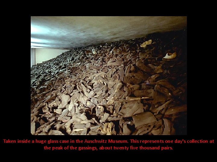 Shoes Taken inside a huge glass case in the Auschwitz Museum. This represents one