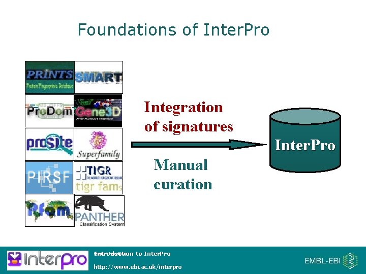 Foundations of Inter. Pro Integration of signatures Inter. Pro Manual curation Master headline Introduction