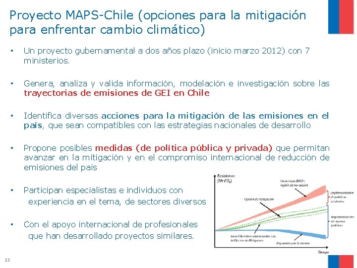 Proyecto MAPS-Chile (opciones para la mitigación para enfrentar cambio climático) 13 • Un proyecto