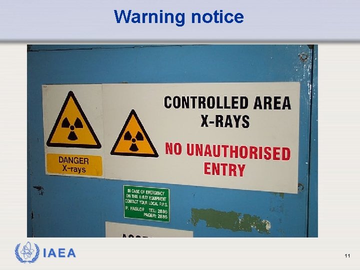 Warning notice IAEA 11 