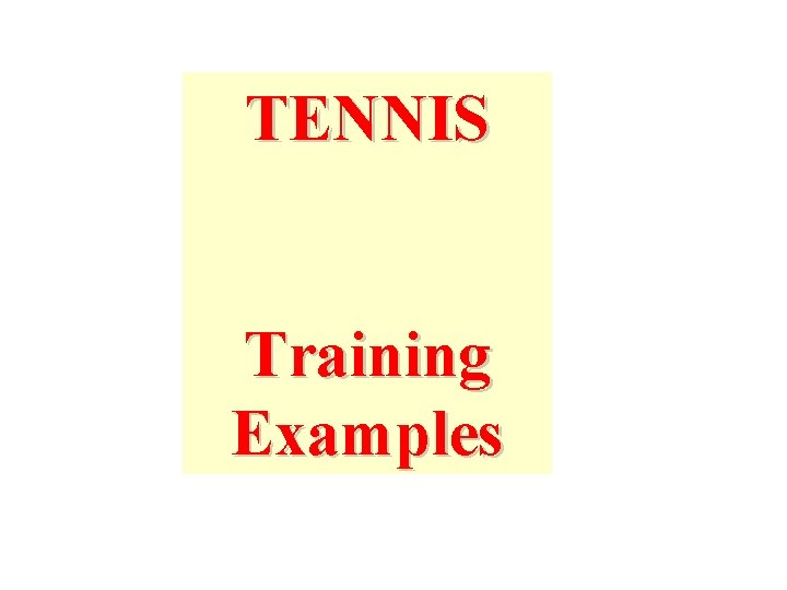 TENNIS Training Examples 