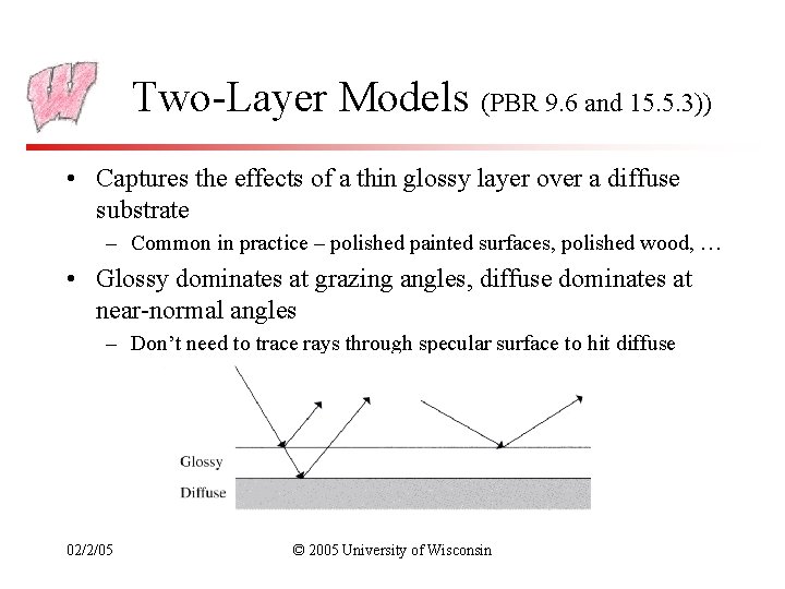 Two-Layer Models (PBR 9. 6 and 15. 5. 3)) • Captures the effects of