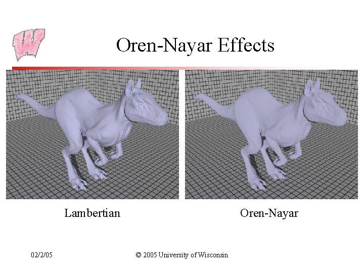 Oren-Nayar Effects Lambertian 02/2/05 Oren-Nayar © 2005 University of Wisconsin 