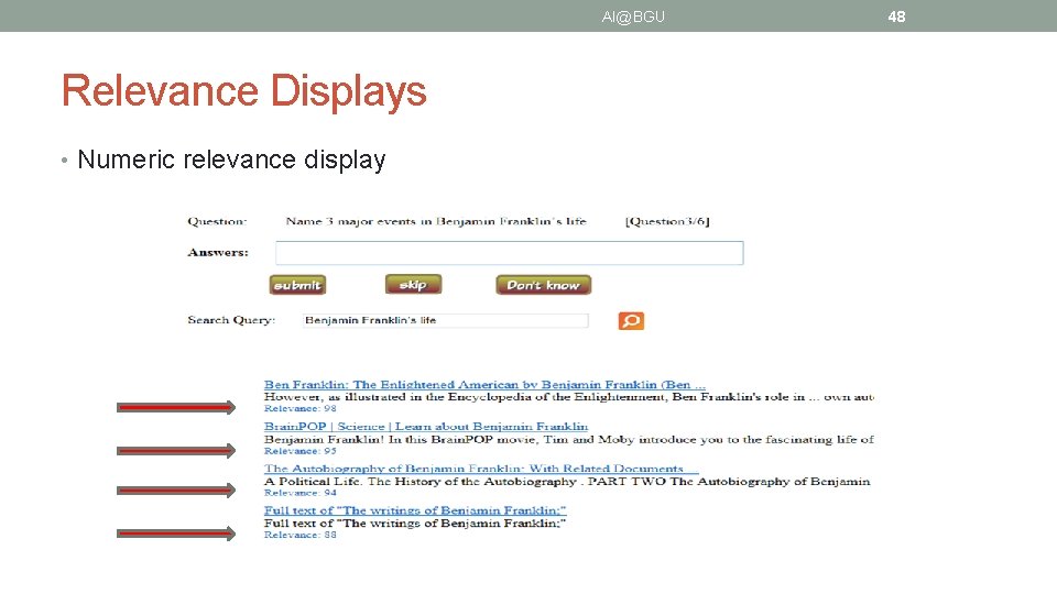 AI@BGU Relevance Displays • Numeric relevance display 48 