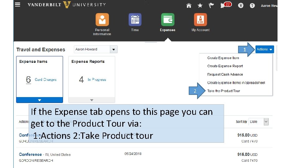 1 2 If the Expense tab opens to this page you can get to
