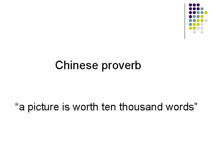 Chinese proverb “a picture is worth ten thousand words” 