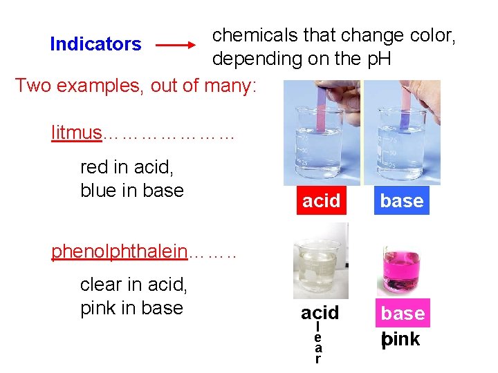 chemicals that change color, depending on the p. H Two examples, out of many: