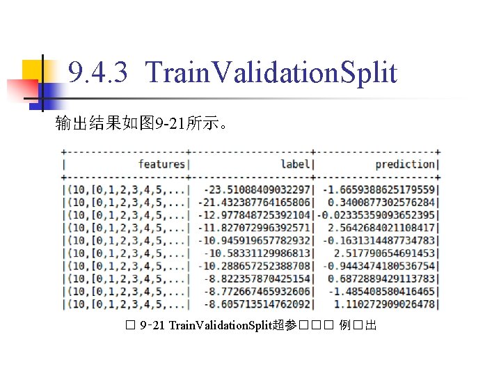 9. 4. 3 Train. Validation. Split 输出结果如图 9 -21所示。 � 9‑ 21 Train. Validation.
