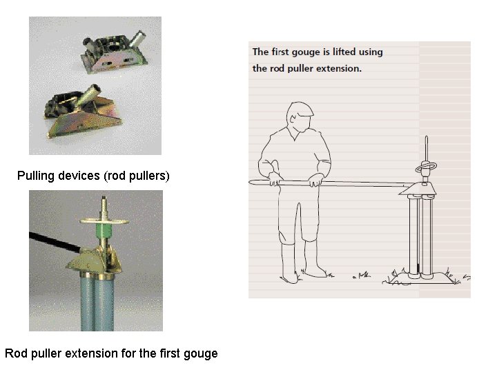 Pulling devices (rod pullers) Rod puller extension for the first gouge 