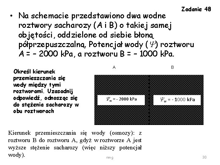 Zadanie 48 • Na schemacie przedstawiono dwa wodne roztwory sacharozy (A i B) o