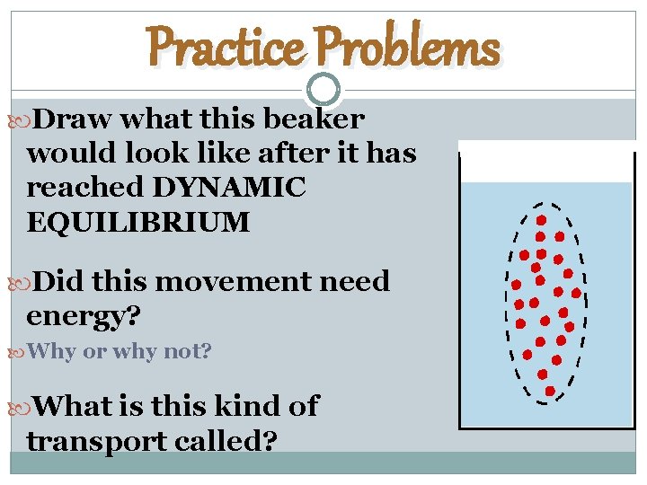 Practice Problems Draw what this beaker would look like after it has reached DYNAMIC