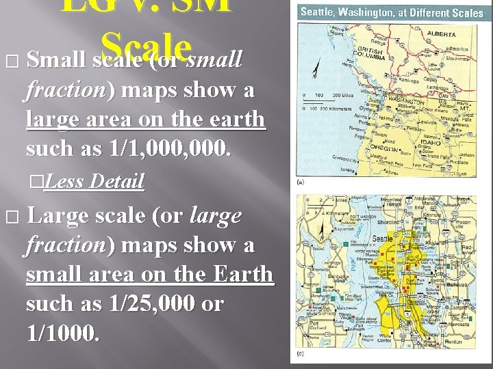 � LG v. SM Scale Small scale (or small fraction) maps show a large