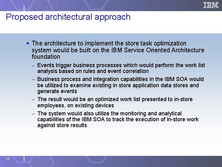 Proposed architectural approach § The architecture to implement the store task optimization system would