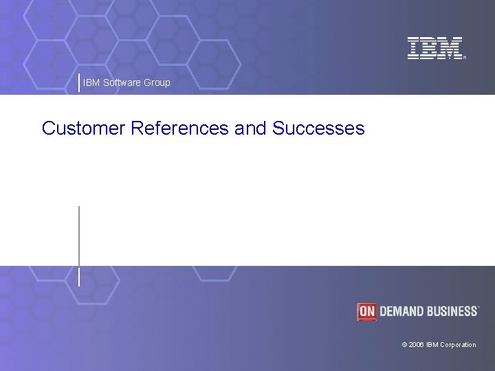 IBM Software Group Customer References and Successes © 2006 IBM Corporation 