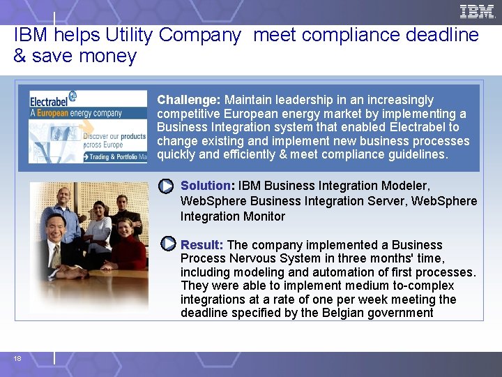 IBM helps Utility Company meet compliance deadline & save money Challenge: Maintain leadership in