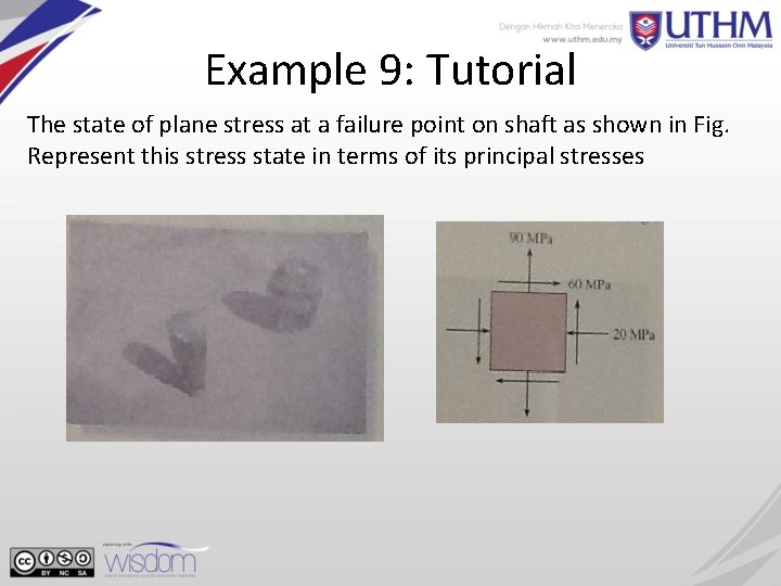Example 9: Tutorial The state of plane stress at a failure point on shaft