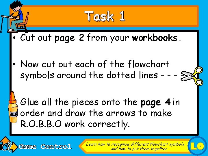 Task 1 • Cut out page 2 from your workbooks. • Now cut out