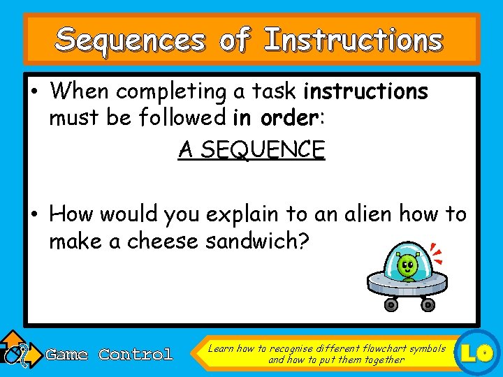 Sequences of Instructions • When completing a task instructions must be followed in order: