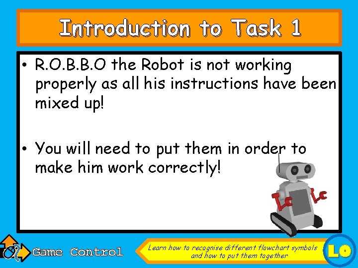 Introduction to Task 1 • R. O. B. B. O the Robot is not